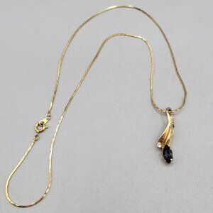 Classic Necklace Blue and Clear Glass Stones Detachable Pendant 18 inch